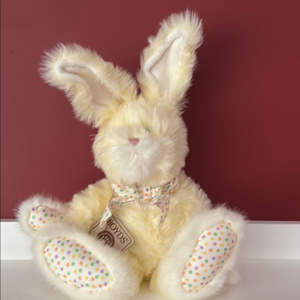 Boyds Bears Cream Bunny Plush with Polka Dot Accents